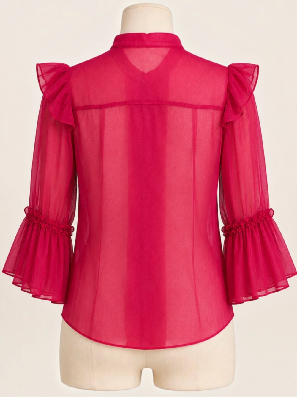Alice + Olivia Silk Chiffon Ruffle Blouse Sheer Top Bell Sleeves Whimsigoth S - Picture 8 of 16